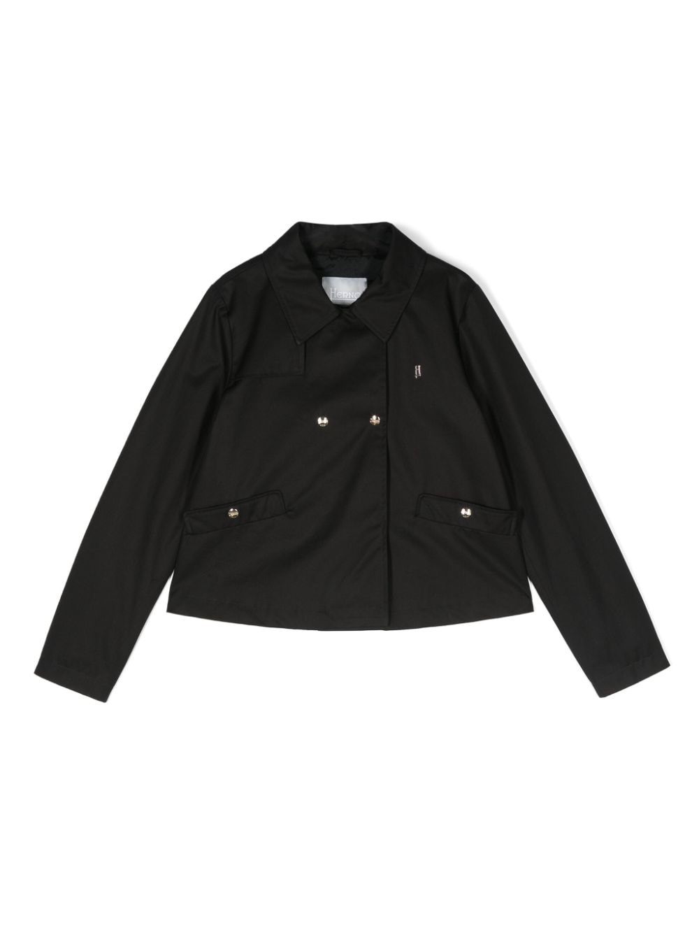 Herno Kids gabardine-weave double-breasted coat - Black von Herno Kids