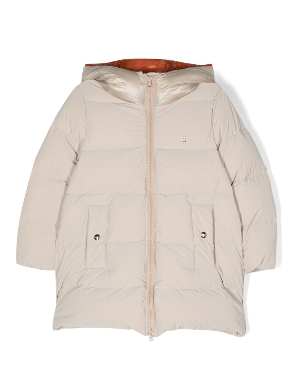 Herno Kids logo-embroidered hooded down coat - Neutrals von Herno Kids