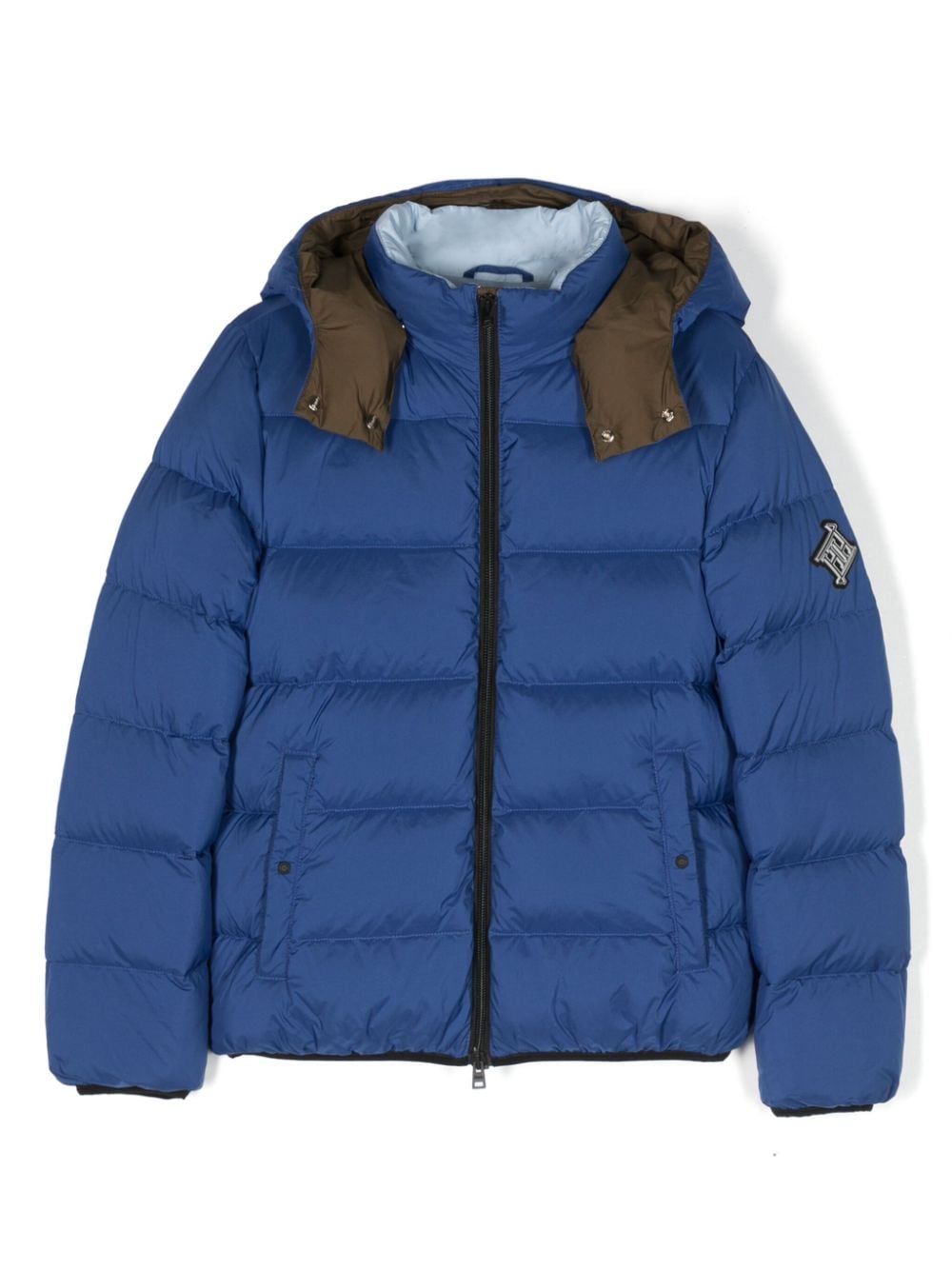 Herno Kids logo-patch padded hooded jacket - Blue von Herno Kids