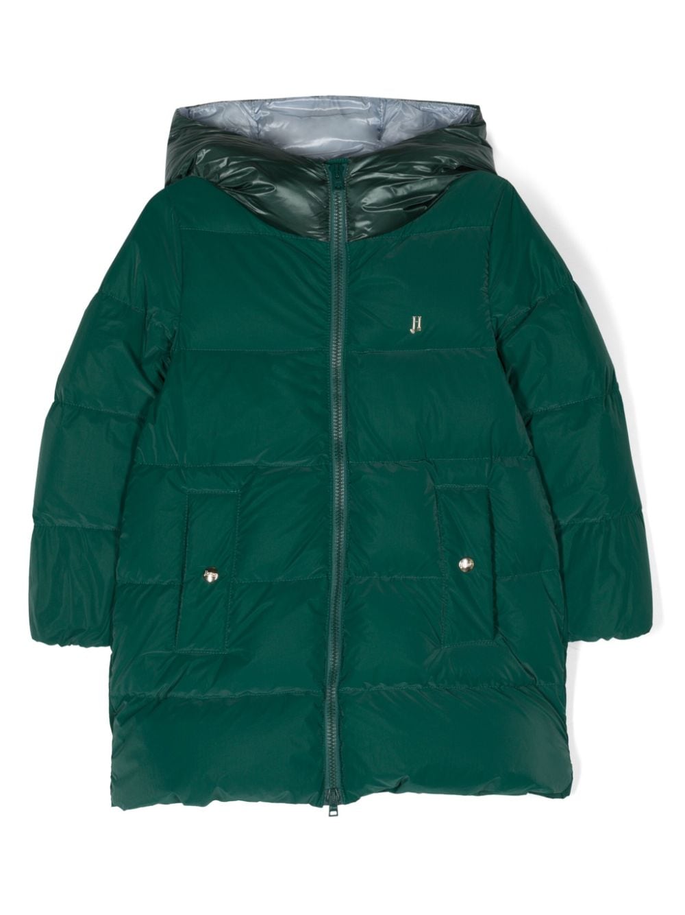 Herno Kids logo-plaque padded coat - Green