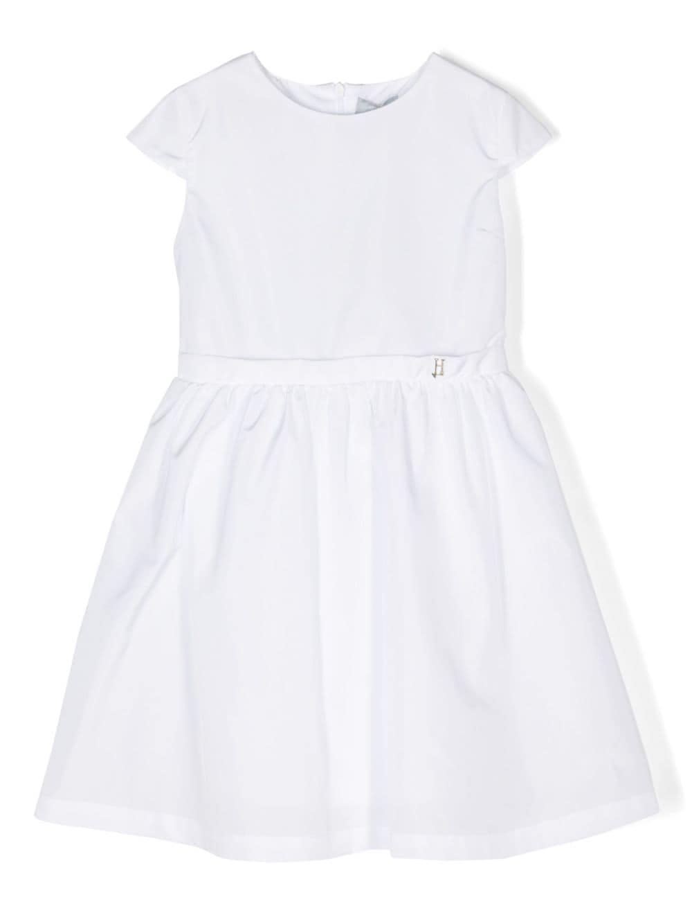 Herno Kids logo-plaque taffeta dress - White von Herno Kids