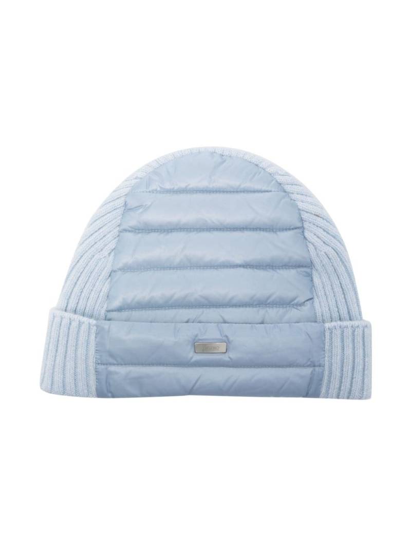 Herno Kids quilted knitted panelled beanie - Blue von Herno Kids