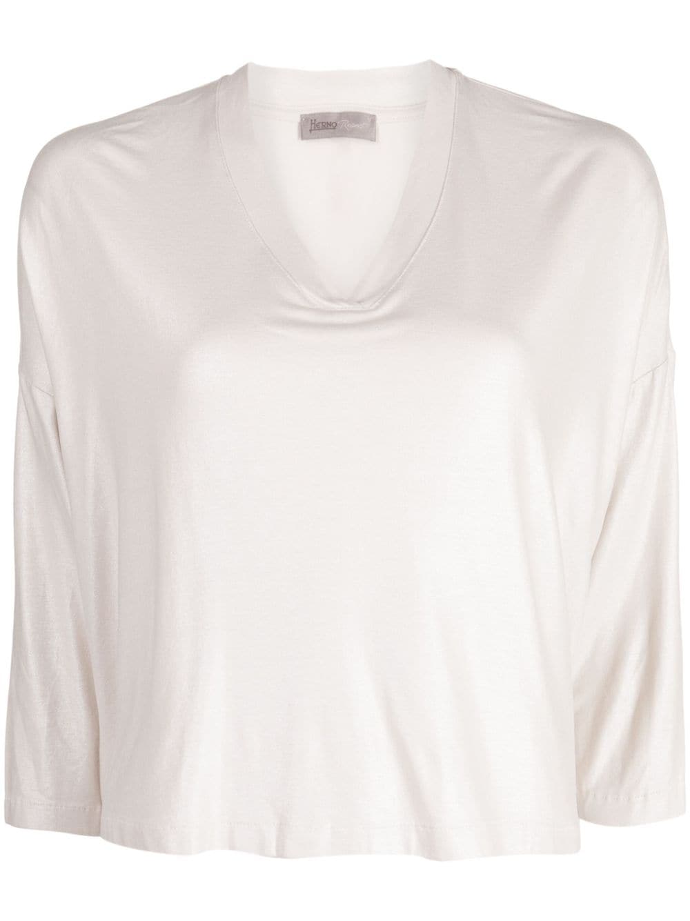 Herno Sweet Satin V-neck T-shirt - Neutrals von Herno