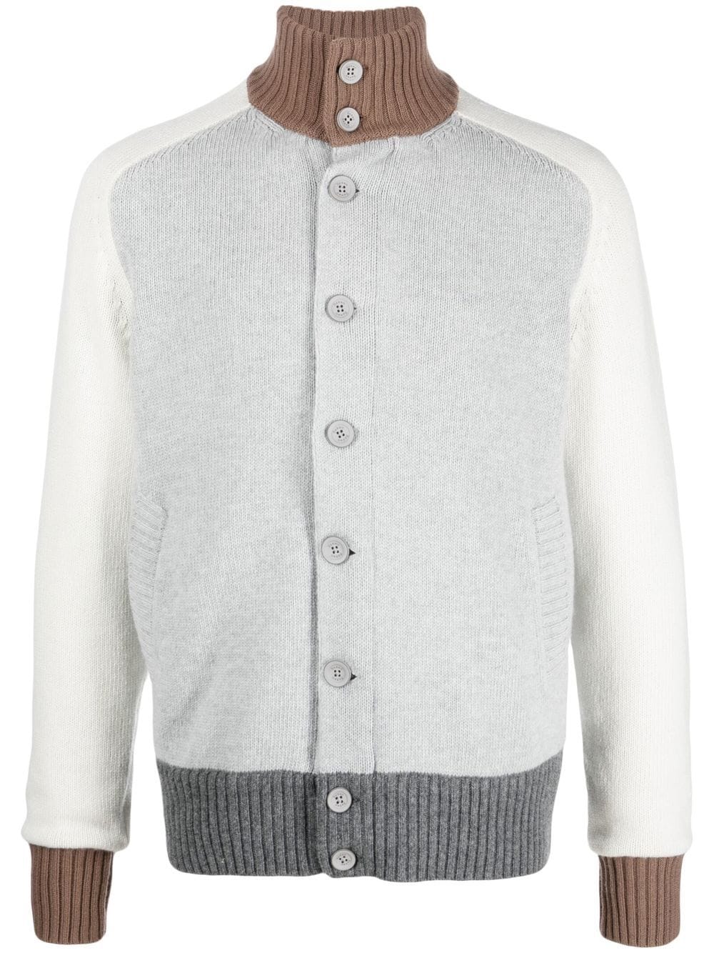 Herno button-up funnel neck sweater - Grey von Herno