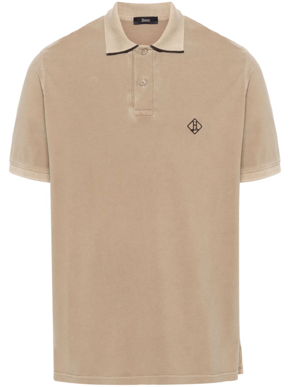 Herno embroidered-logo polo shirt - Brown von Herno