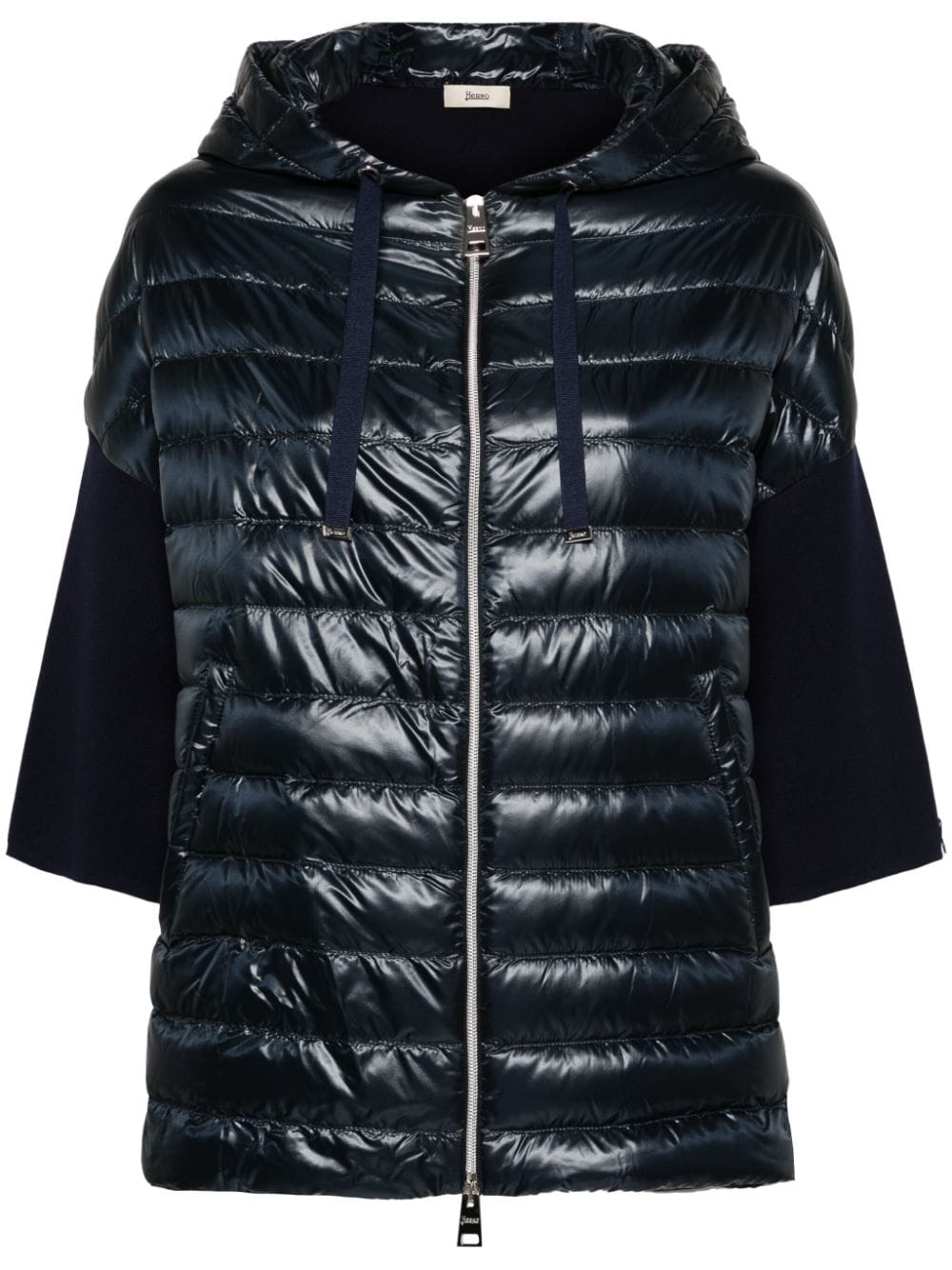 Herno knitted-panels hooded puffer jacket - Blue von Herno