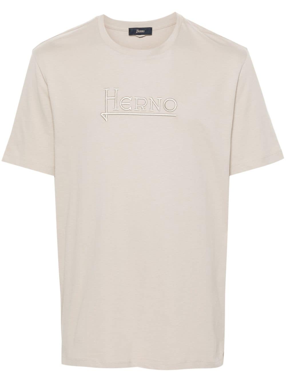 Herno logo-embroidered cotton T-shirt - Neutrals von Herno