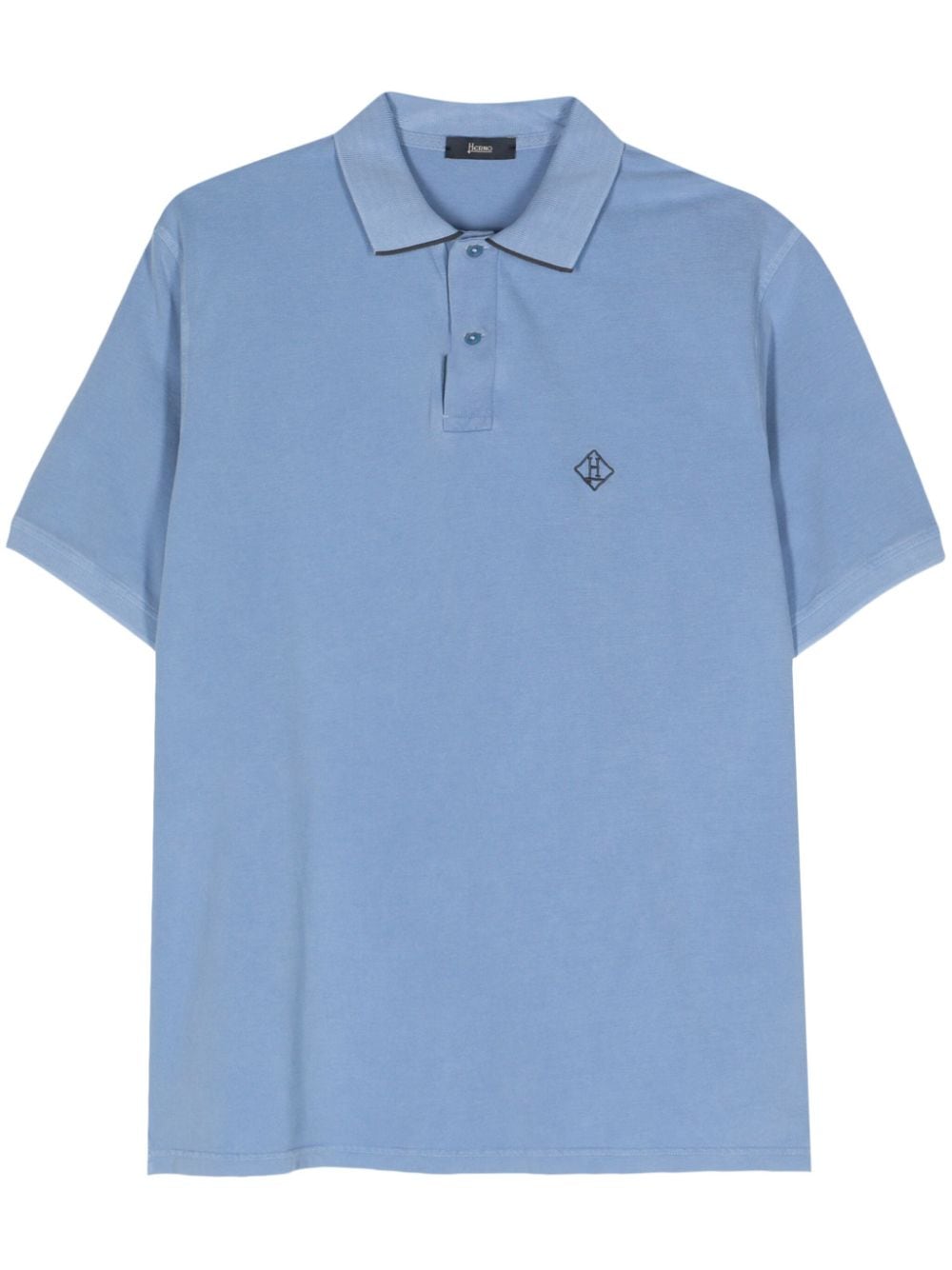 Herno logo-embroidered cotton polo shirt - Blue von Herno