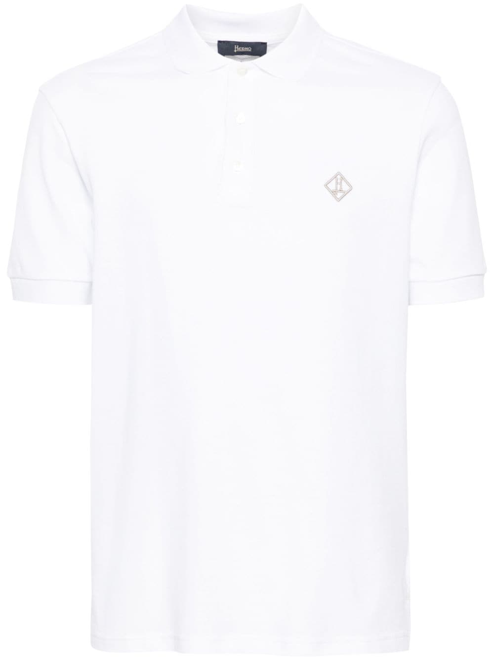 Herno logo-embroidered piqué polo shirt - White von Herno