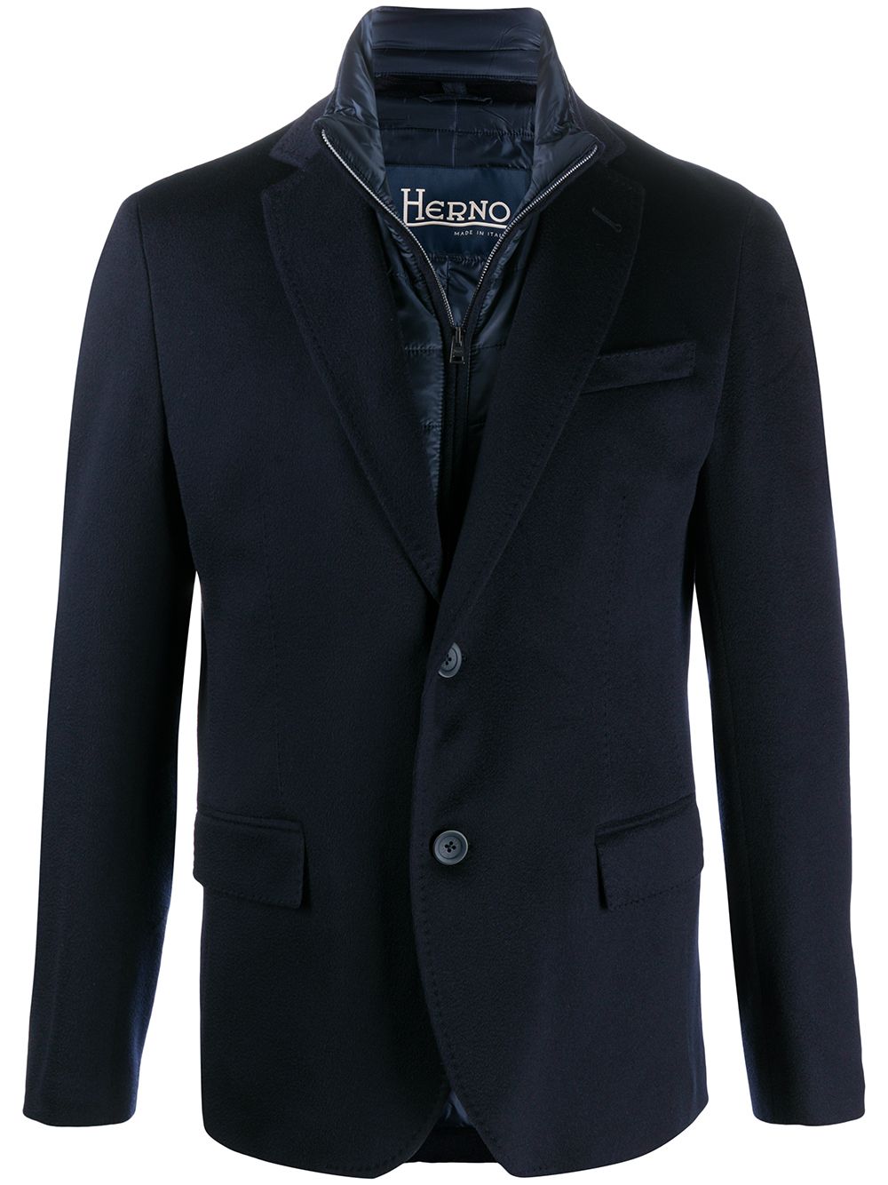 Herno padded-detail single-breasted blazer - Blue von Herno