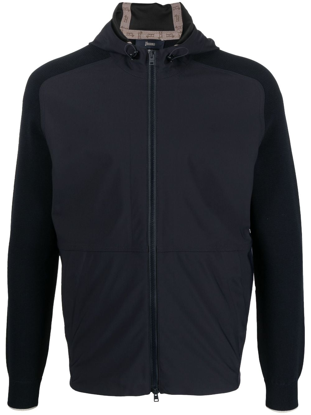 Herno panelled zip-up hooded jacket - Blue von Herno