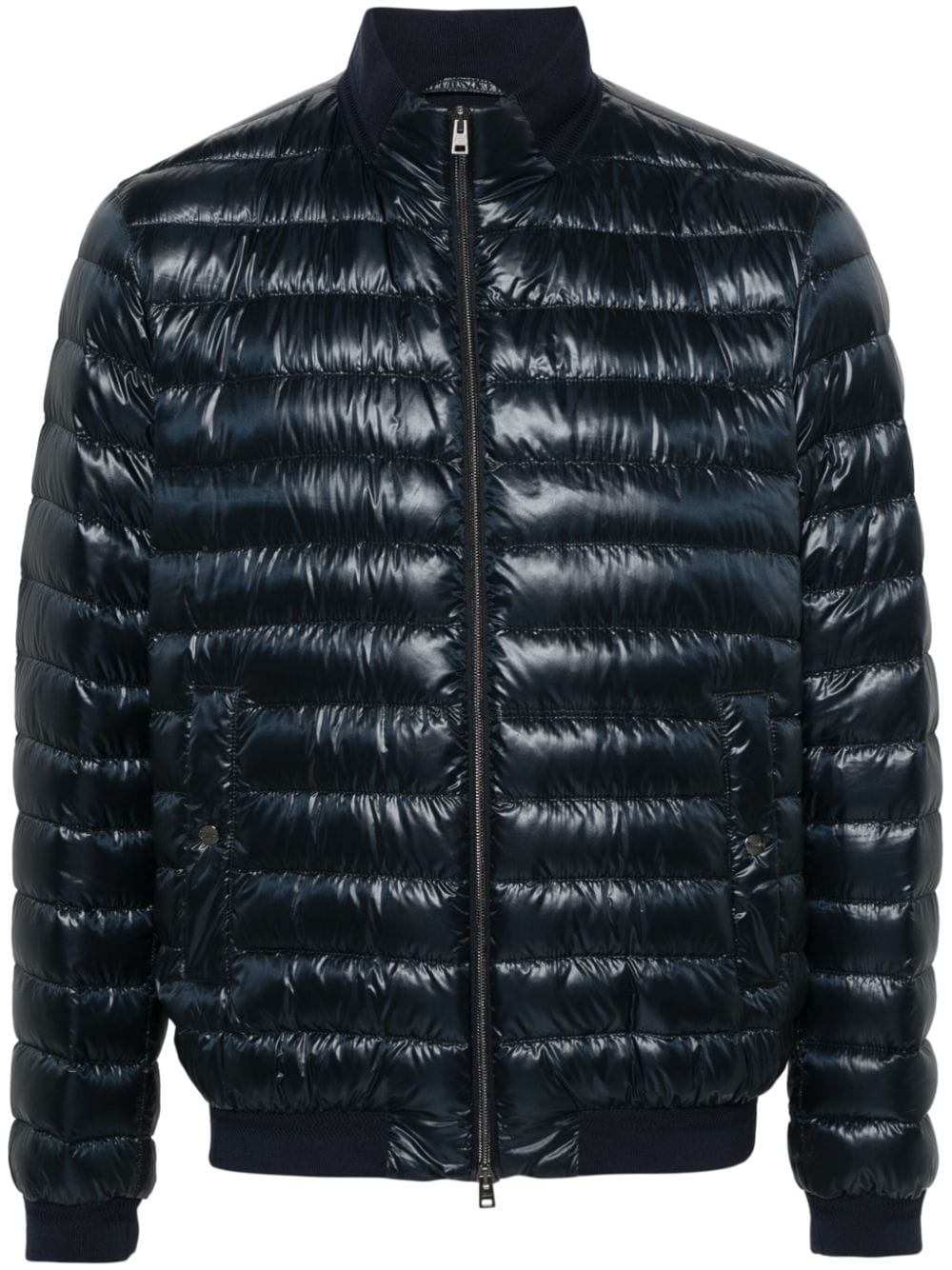 Herno ribbed-trim quilted jacket - Blue von Herno