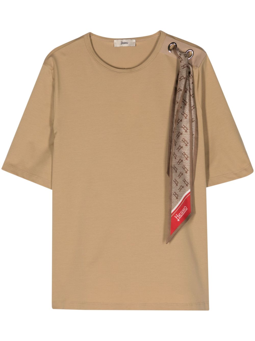 Herno scarf-detailing jersey T-shirt - Neutrals von Herno