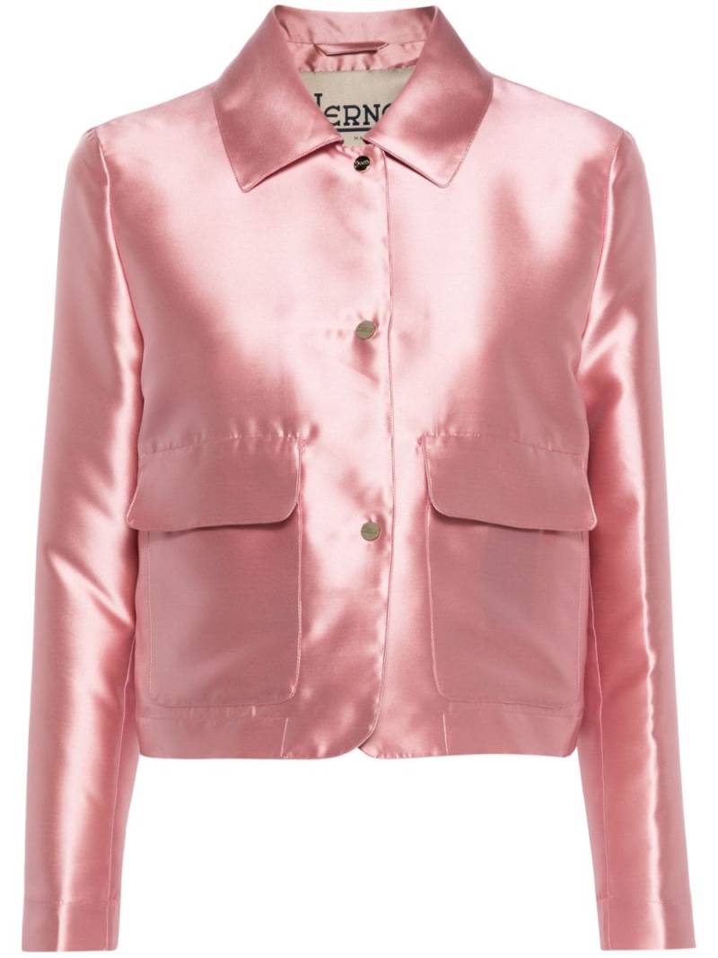 Herno straight-collar cropped satin jacket - Pink von Herno