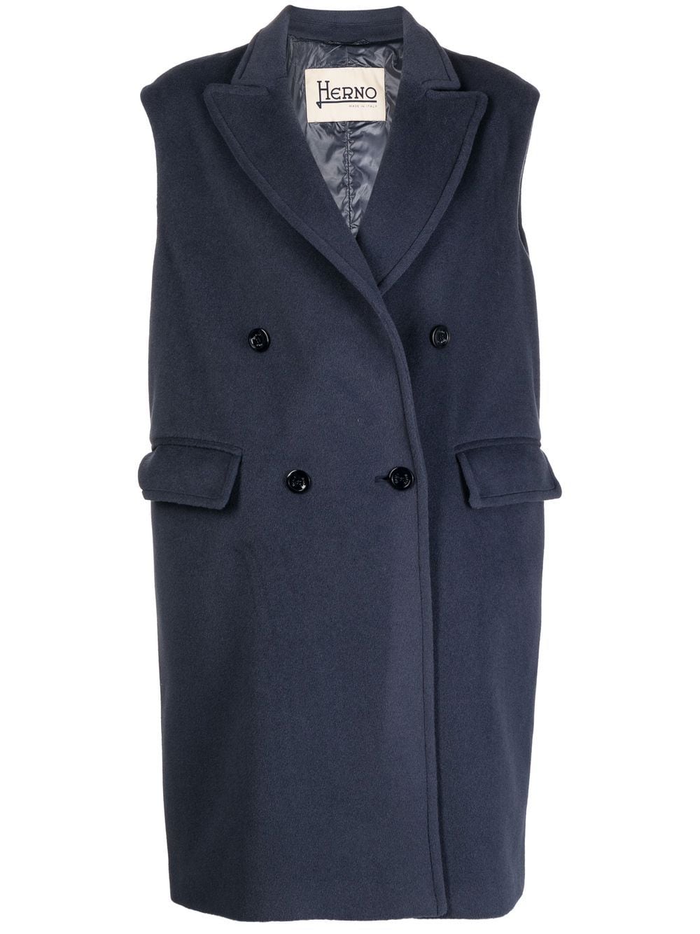 Herno velour-effect double-breasted coat - Blue von Herno