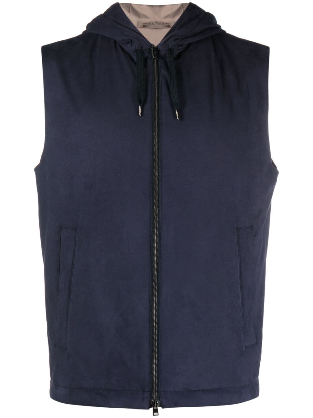 Herno velvet-effect hooded gilet - Blue von Herno