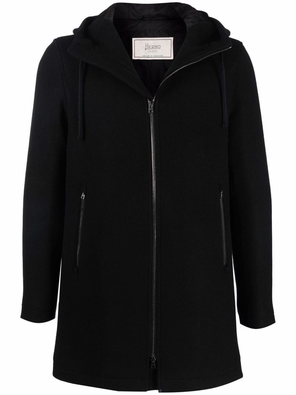 Herno zipped down hooded coat - Black von Herno