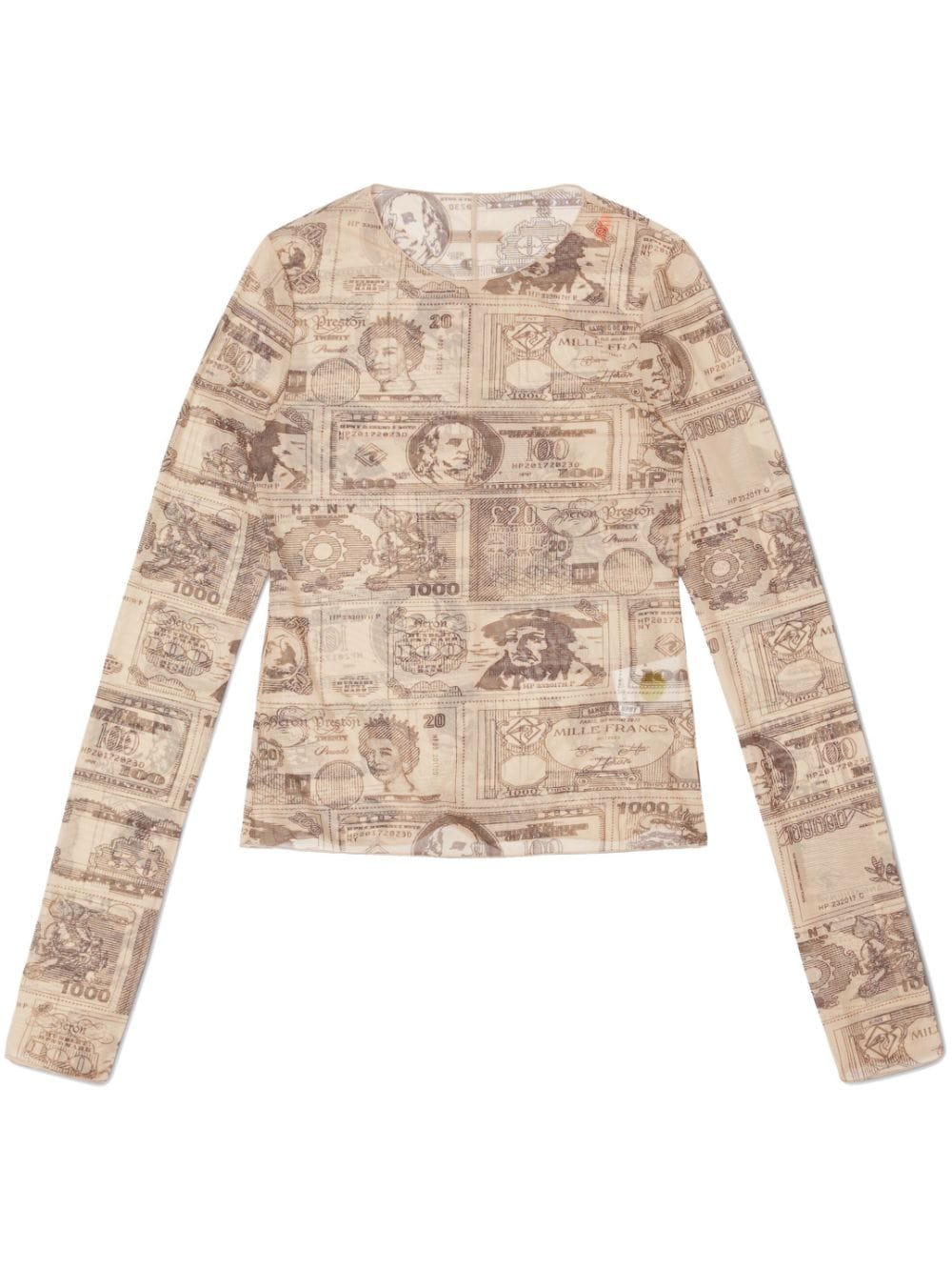 Heron Preston Hp Currencies long-sleeve mesh top - Neutrals von Heron Preston