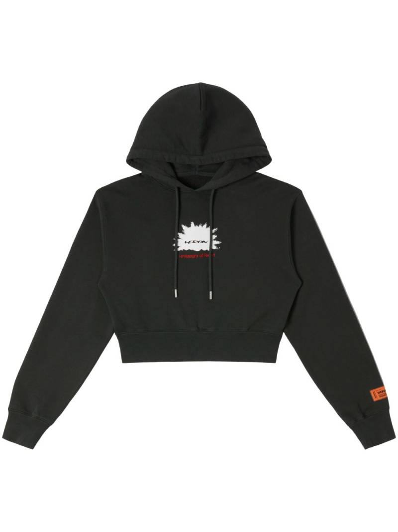 Heron Preston Museum logo-print cropped hoodie - Black von Heron Preston