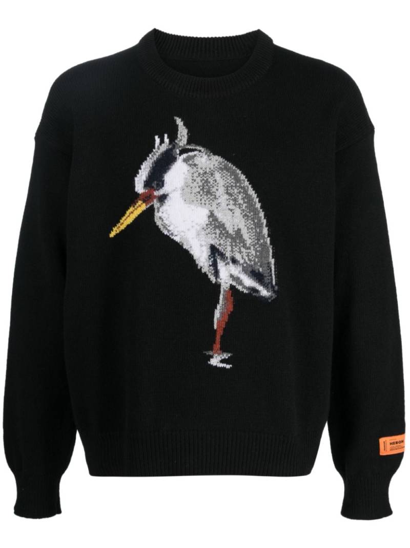 Heron Preston intarsia-knit wool-blend jumper - Black von Heron Preston