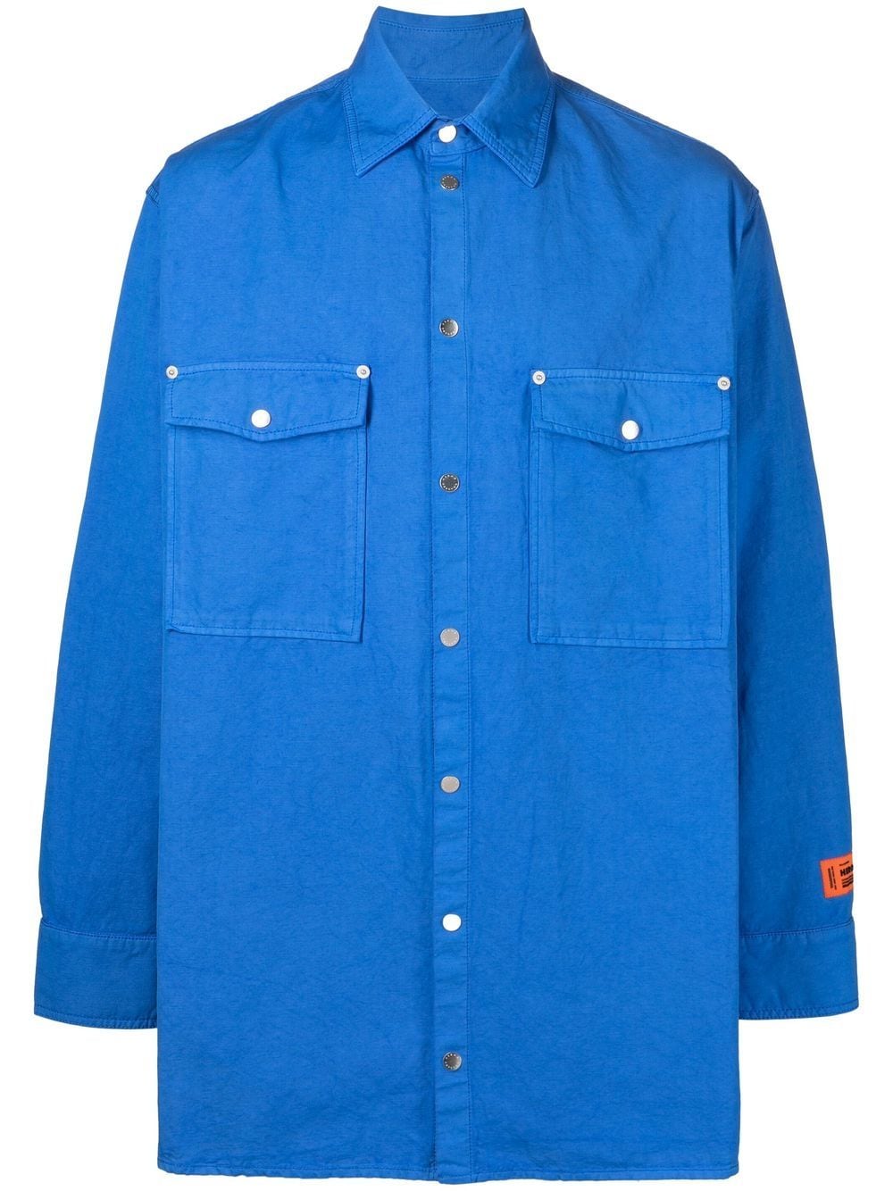 Heron Preston logo-patch button-up shirt - Blue von Heron Preston