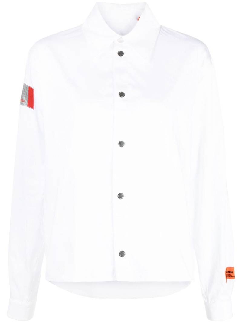 Heron Preston logo-patch cotton shirt - White von Heron Preston