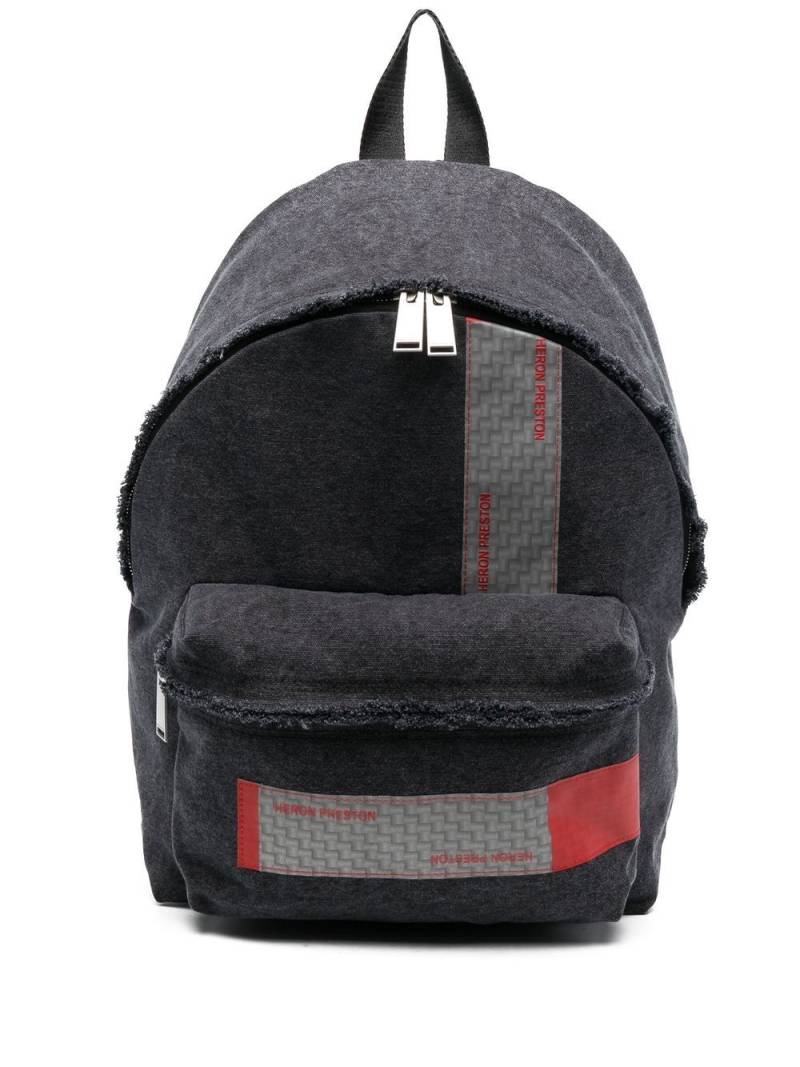 Heron Preston logo-patch distressed backpack - Black von Heron Preston