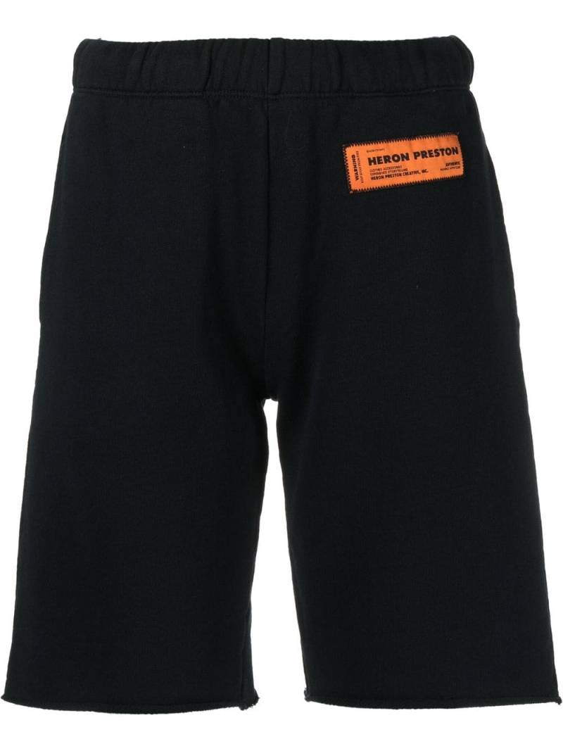 Heron Preston logo-patch organic-cotton knee-length shorts - Black von Heron Preston