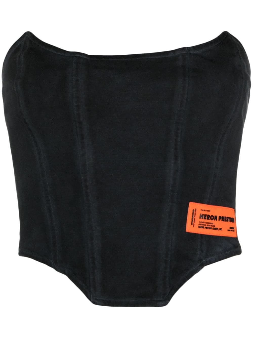 Heron Preston logo-patch strapless corset top - Black von Heron Preston