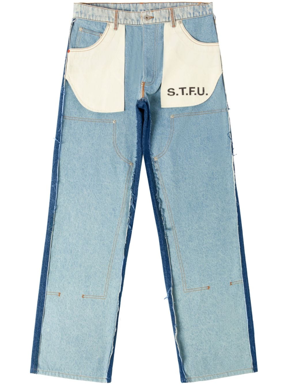 Heron Preston logo-patch two-tone design jeans - Blue von Heron Preston