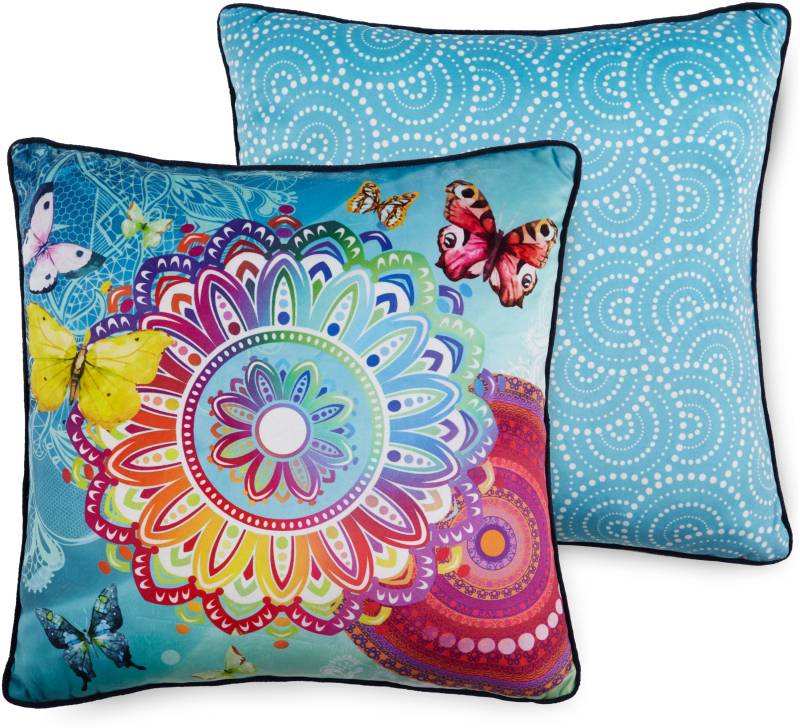 hip Dekokissen »Mystic«, Mit Füllung, 1 Stück, Biese, 48x48, Wendeoptik, Weich, Mandala, Bunt von Hip