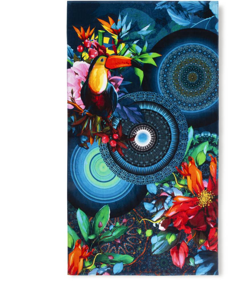 hip Strandtuch »Cailani«, (1 St., Strandtuch 100 x 180 cm), Baumwolle, Velours, 100x180, Weich, Strand, Erwachsen, Mandala, Blau von Hip