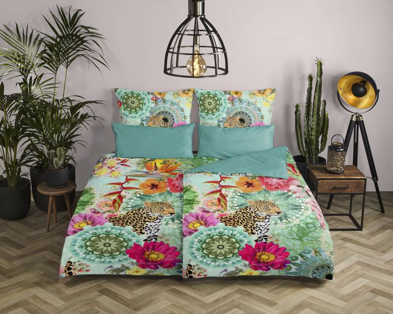 hip Wendebettwäsche »Ximena«, Mako-Satin, 135x200, Reissverschluss, Wendeoptik, Mandala, Bunt, Türkis von Hip