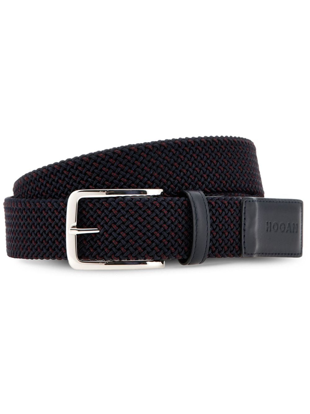 Hogan leather-trim interwoven belt - Black