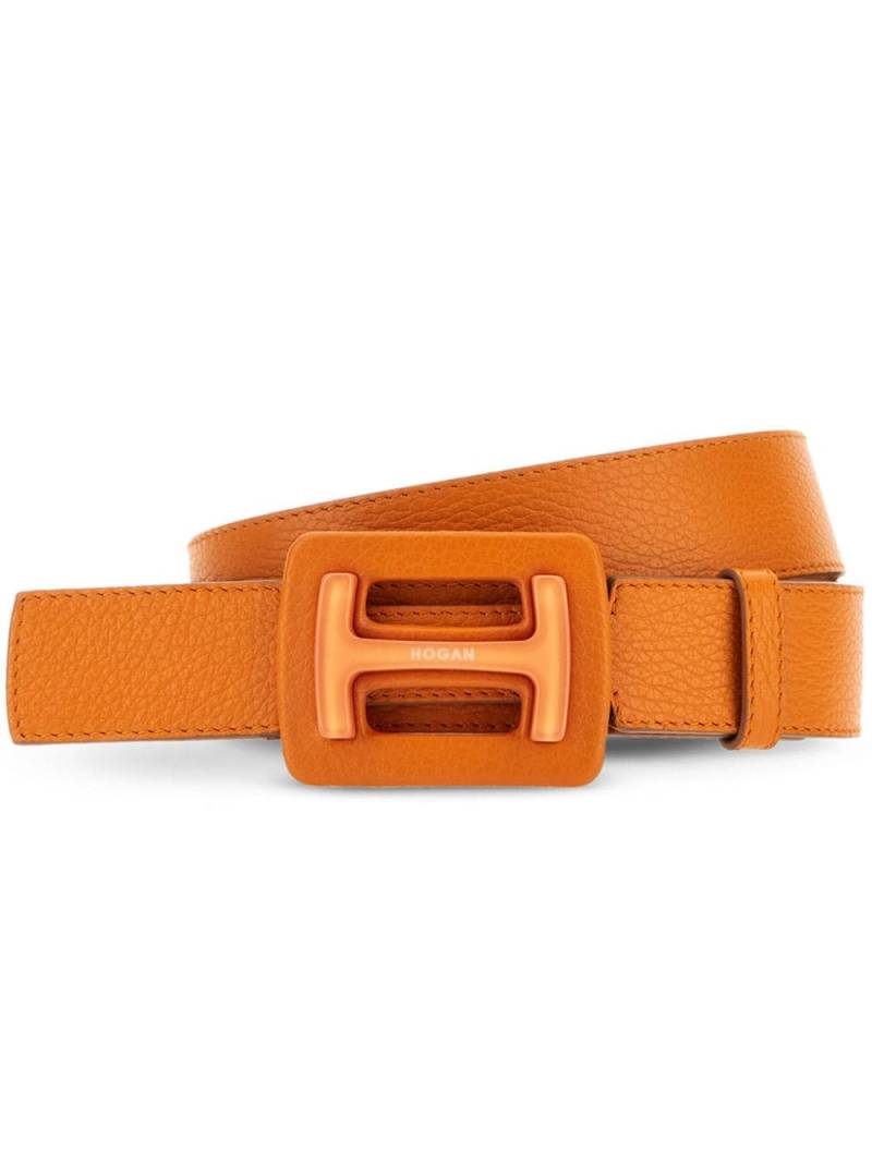 Hogan logo-buckle leather belt - Orange von Hogan