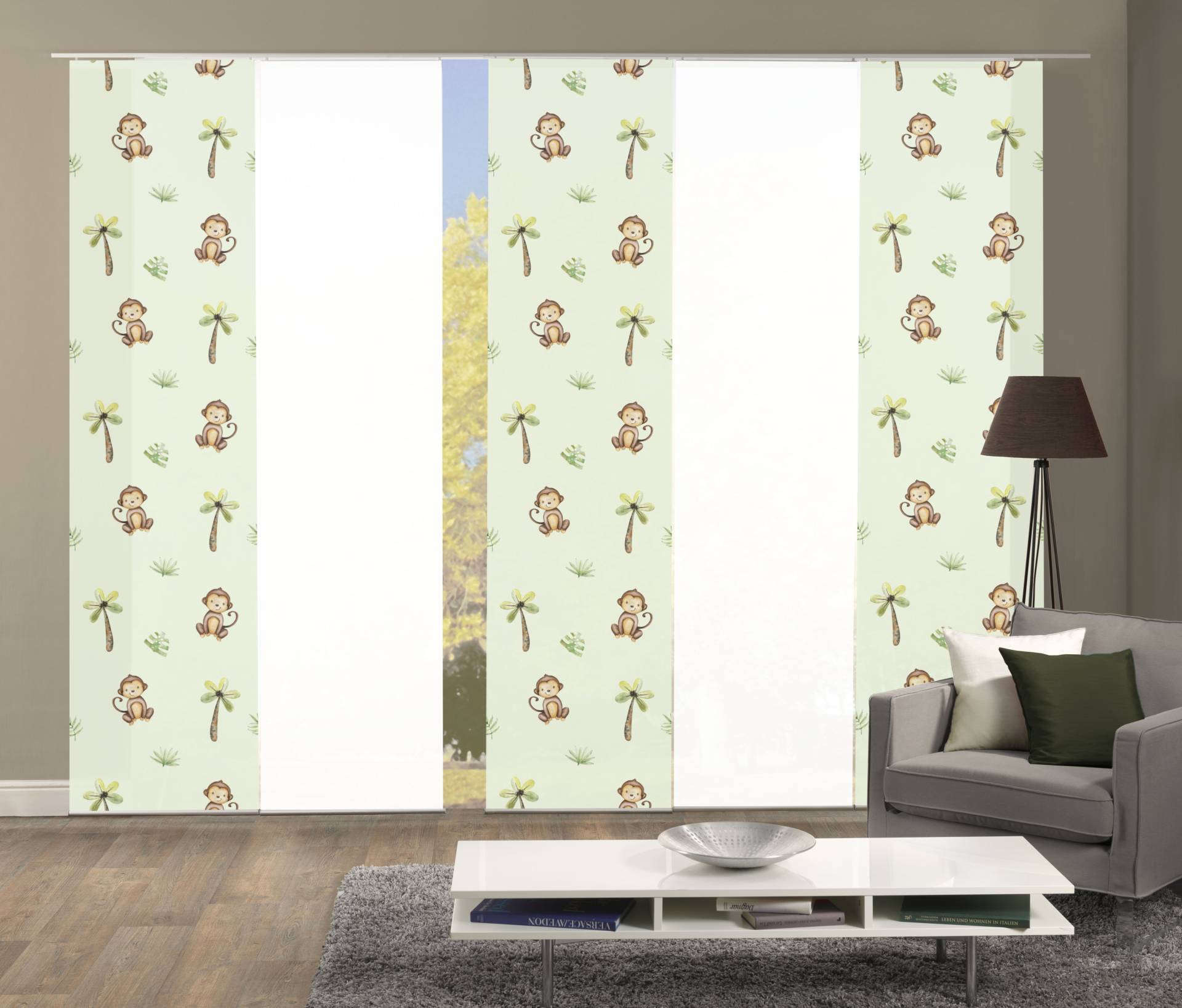 HOME WOHNIDEEN Schiebegardine »APIAS«, (5 St.), Schiebevorhang Digidruck 5er Set APIAS von Home Wohnideen