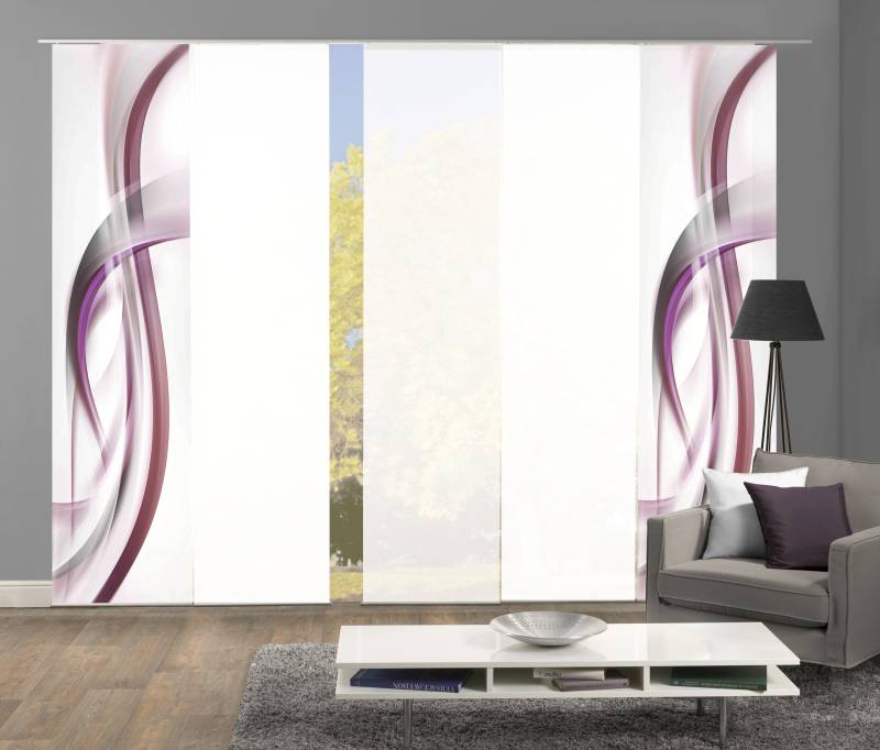 HOME WOHNIDEEN Schiebegardine »FALA«, (5 St.), Schiebevorhang Digi 5er Set FALA BEERE von Home Wohnideen