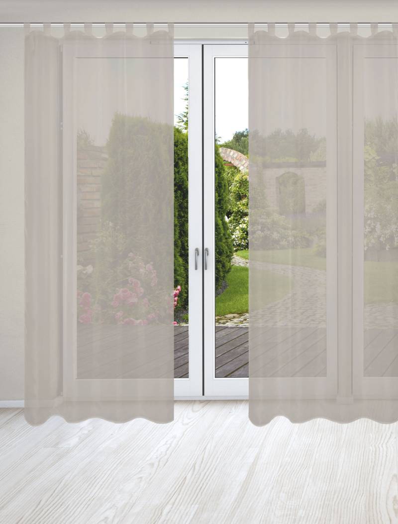 HOME WOHNIDEEN Vorhang »NESSI 2er Pack«, (2 St.), Uni, Voile, transparent, Schlaufen inkl. Zugband, 2er Pack von Home Wohnideen