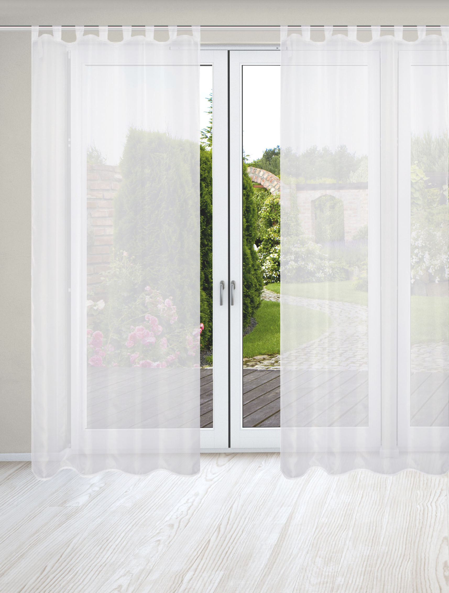 HOME WOHNIDEEN Vorhang »NESSI 2er Pack«, (2 St.), Uni, Voile, transparent, Schlaufen inkl. Zugband, 2er Pack von Home Wohnideen