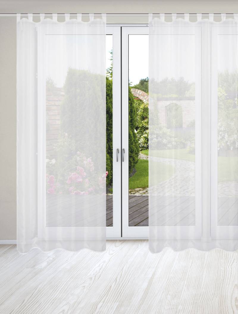 HOME WOHNIDEEN Vorhang »NESSI 2er Pack«, (2 St.), Uni, Voile, transparent, Schlaufen inkl. Zugband, 2er Pack von Home Wohnideen