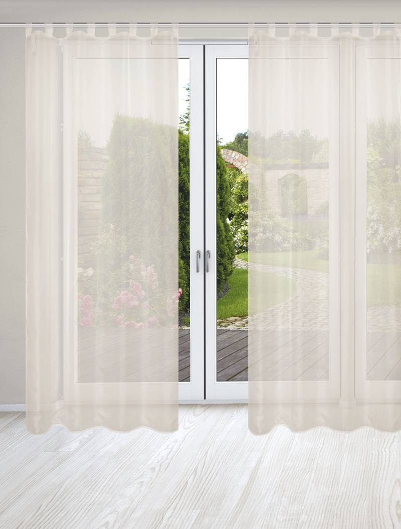 HOME WOHNIDEEN Vorhang »NESSI 2er Pack«, (2 St.), Uni, Voile, transparent, Schlaufen inkl. Zugband, 2er Pack von Home Wohnideen