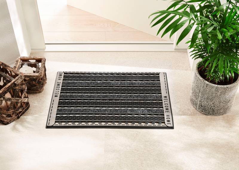 Home2Fashion Fussmatte »GC Clean Griddie«, rechteckig, 8 mm Höhe, Schmutzfangmatte, mit Spruch, robust, In- und Outdoor geeignet von Home2Fashion