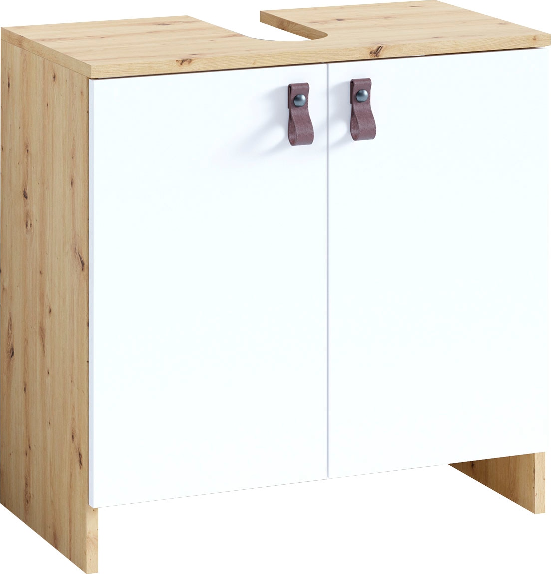 Homexperts Waschbeckenunterschrank »New Port«, Badezimmerschrank in skandinavischem Design mit Kunstledergriffen Homexperts Waschbeckenunterschrank »New Port«, Badezimmerschrank in skandinavischem Design mit Kunstledergriffen von Homexperts