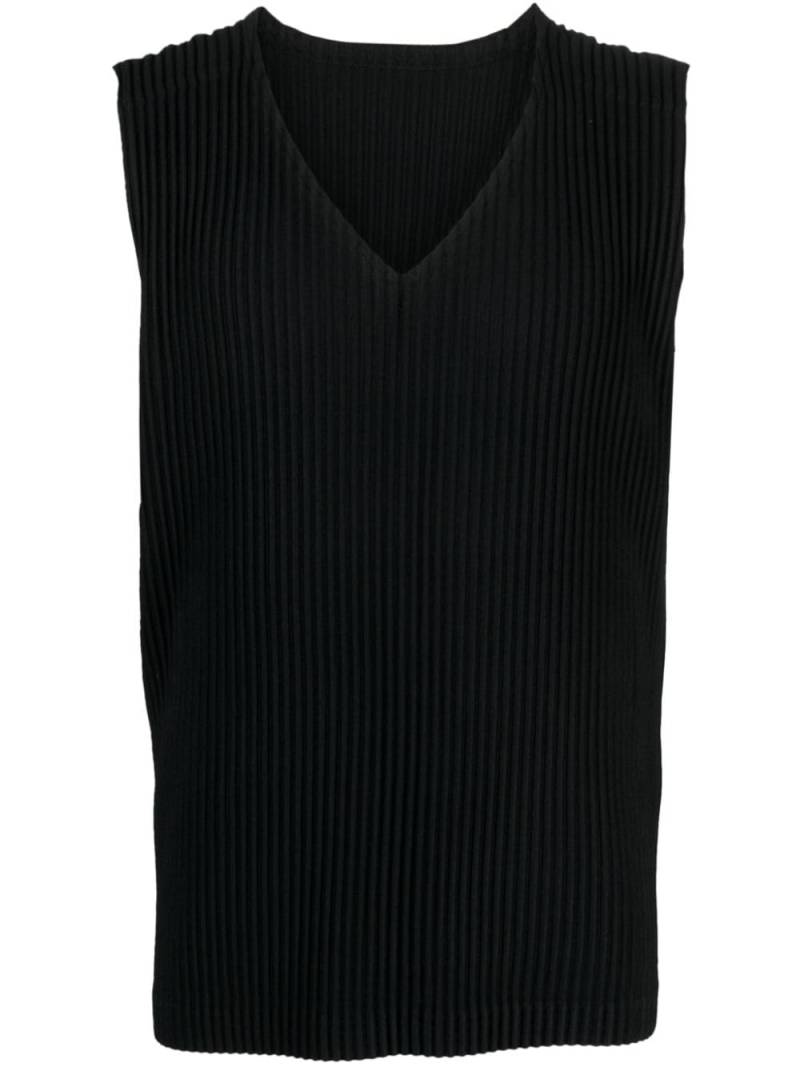 Homme Plissé Issey Miyake V-neck pleated tank top - Black von Homme Plissé Issey Miyake