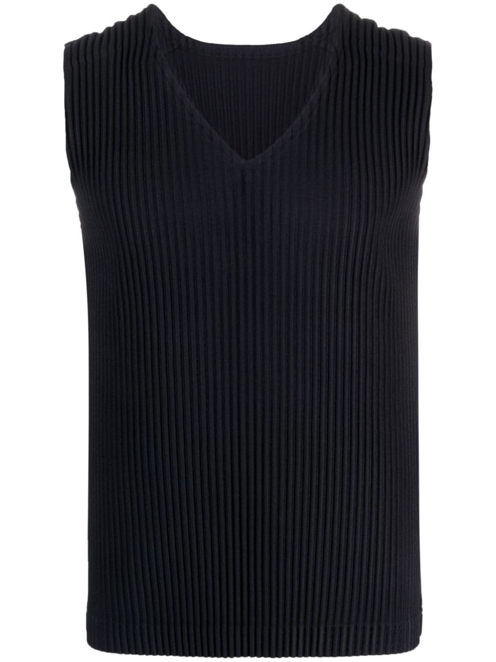 Homme Plissé Issey Miyake V-neck plissé-effect tank top - Blue von Homme Plissé Issey Miyake