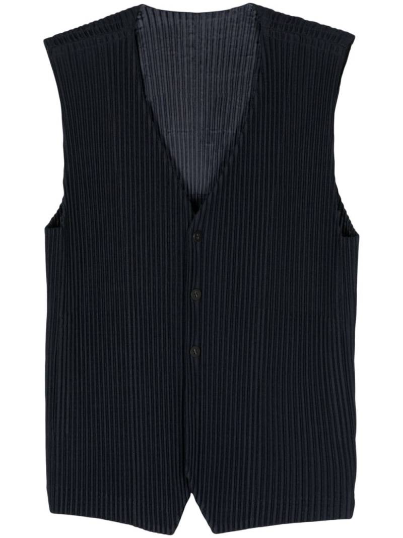 Homme Plissé Issey Miyake V-neck plissé waistcoat - Blue von Homme Plissé Issey Miyake