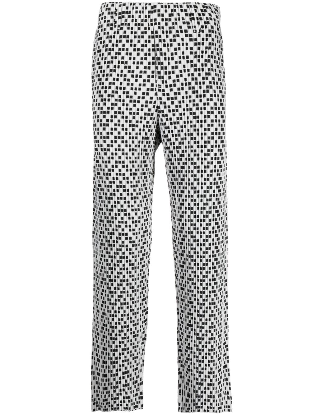 Homme Plissé Issey Miyake check-pattern straight-leg trousers - White von Homme Plissé Issey Miyake