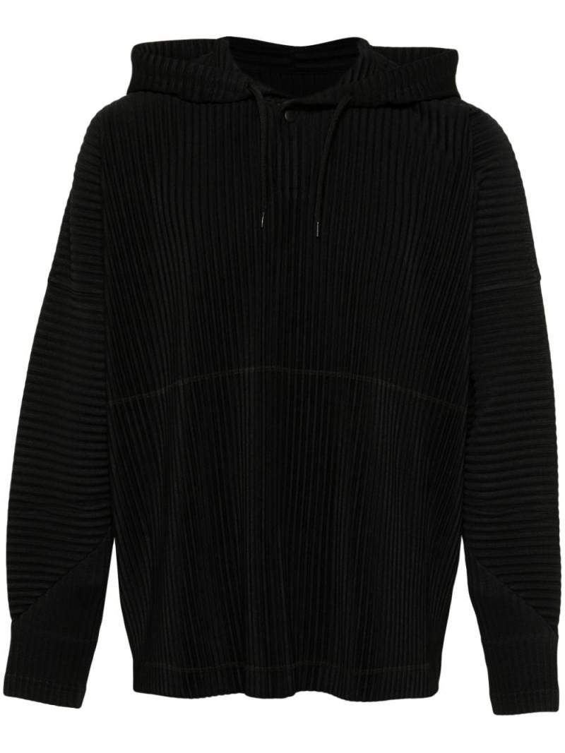 Homme Plissé Issey Miyake pleated drawstring hoodie - Black von Homme Plissé Issey Miyake