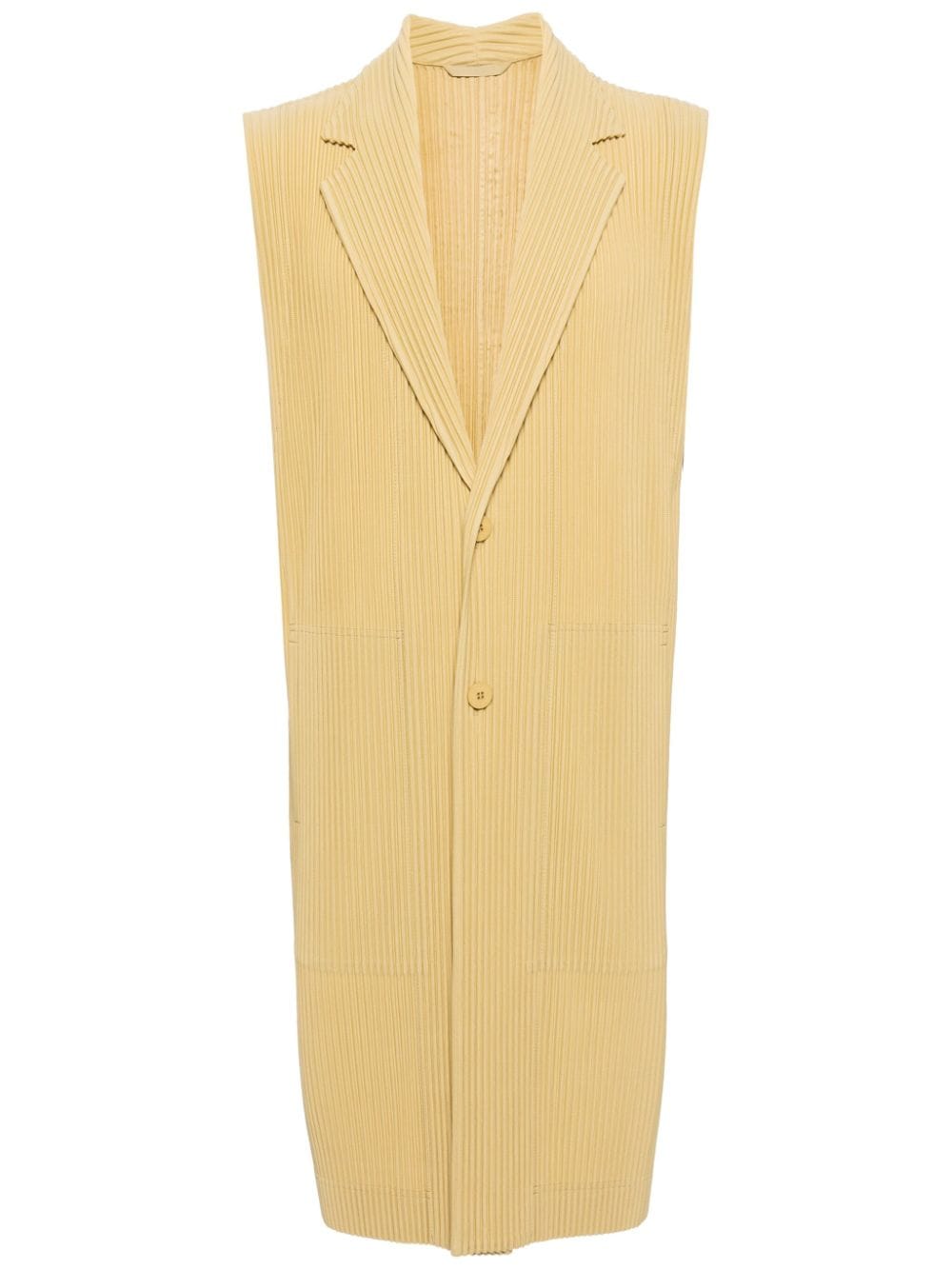 Homme Plissé Issey Miyake pleated long vest - Yellow von Homme Plissé Issey Miyake