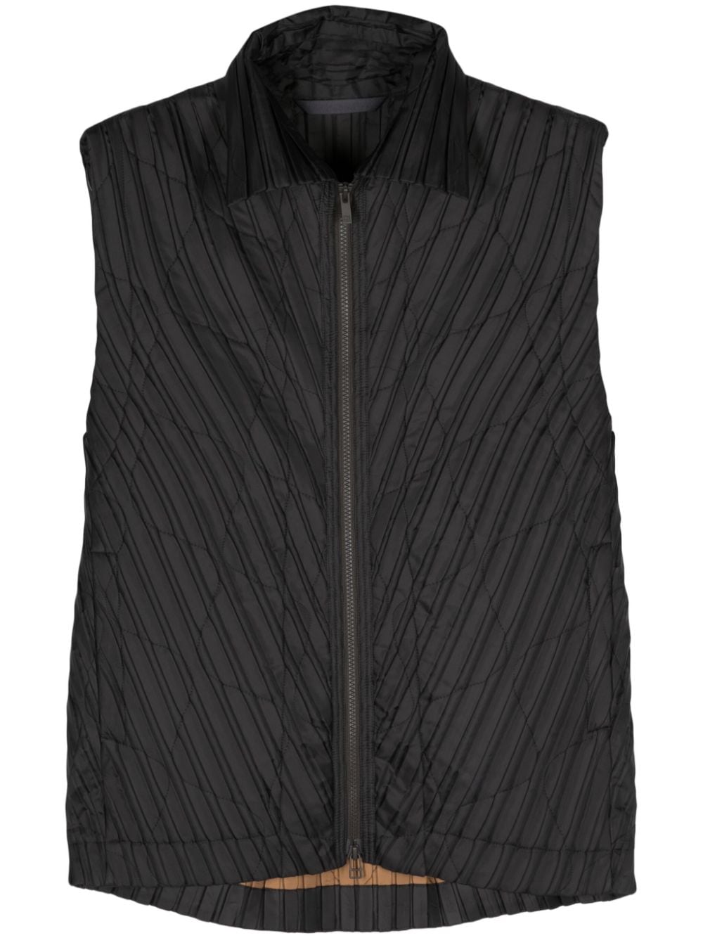 Homme Plissé Issey Miyake pleated zip-up gilet - Brown von Homme Plissé Issey Miyake